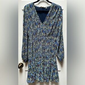NWT BODEN Flowing Multi Floral Long Sleeve Dress Sz 10R Cinched Waist & Sleeves